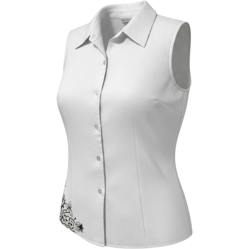 Richard Malcolm Sleeveless Top Women S White Excellent Irish Linen Embroidered